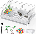 Turtle Tank - Starter Aquarium with Brush, Easy to Install & Clean, for Turtles, Crabs, Small Reptiles