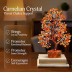 Carnelian Crystal - Gem Tree, Stone Tree, Crystal Tree for Positive Energy, Healing Crystals, Chakra Tree of Life, Gemstones and Crystals