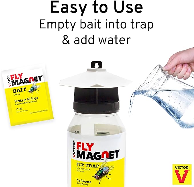 Terro T380 Outdoor Reusable Fly Magnet Fly Trap - Poison Free Trap with Bait (Pack of 2)