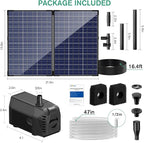 POPOSOAP 35W Solar Fountain Pump, 420GPH Solar Pond Pump with Dry-Run Protection, Solar Powered Water Pump with PVC Tubing, 17Ft Cord for Ponds, Garden, Hydroponics, Waterfall