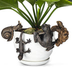 Weysat 4 Pcs Vintage Resin Frog Tortoise Snail Gecko Planter Pot Hugger Figurine Flower Pot Animal Climbing Statue Vase Miniature Fairy Garden Terrarium Decor Patio Lawn Yard Outdoor Fence Hanger