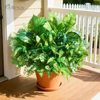 24 Bundles Artificial Plants Outdoor,UV Resistant Fake Greenery Stems with Large Shrubs Faux Plastic Plant for Outside Front Porch Planters Garden Window Box Patio Decor(Pot Not Included)