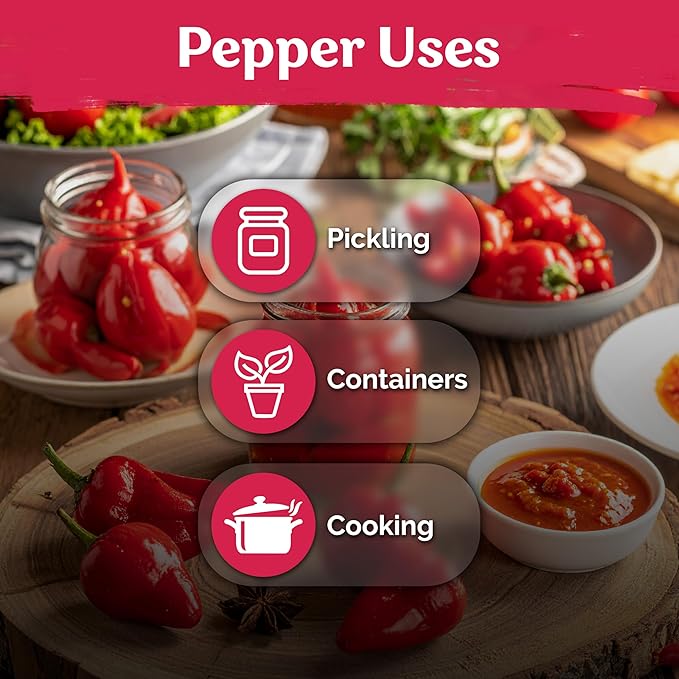 KVITER 50 Pimenta Biquinho, Sweety Drop Peppers Seeds (Capsicum Chinense) – Chupetinho, Pimenta de Bico, Little Red Tear Drop Peppers – Heirloom Red Pepper Vegetable Seeds for Outdoor & Indoor Garden