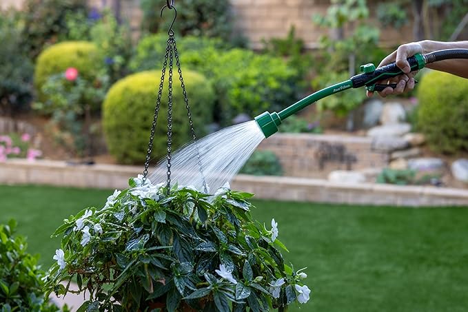 Rain Bird TRNZLWAND16 16" Watering Wand Garden Hose Nozzle, Front Trigger, Carbon Fiber Texture, Shower Spray Pattern