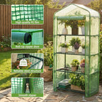 4 Tier Mini Greenhouse - Portable Indoor Outdoor Green House with 24lbs Per Shelf, Durable PE Cover & Tool-Free Assembly for Garden Balcony Patio Backyard