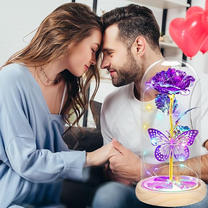 QUNPON Mothers Day Rose Gifts for Mom Flowers Rose Gifts for Women,Birthday Gifts for Women,Purple Butterfly Flowers for Mother Day Flower Gifts from Daughter Son,Gift for Mom,Sister,Her,Grandma,Wife