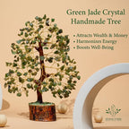 Green Jade Crystal Tree of Life for Luck & Prosperity Decor for Home and Office | Handmade Bonsai for Wealth & Balance and Good Fortune | Perfect Well-Being Gift for Loved Ones
