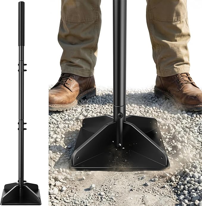 Heavy Duty Steel Tamper, 48" Handle Tamper with Comfortable Rubber Grip, 8×8" Garden Tamper Tool for Soil, Gravel, Asphalt & Lawn