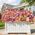 Alupssuc 32 Bundles Artificial Flowers for Outdoors Decoration, UV Resistant Silk Faux Daisy Flora Spring Fake Plastic Plants Greenery for Outside Indoor Yard Home Porch Window Box Decor, Mix 8 Colors