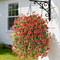Artificial Hanging Baskets Outdoor, 4 Bundles Artificial Hanging Flowers Outdoors Spring Summer Decoration, No Fade Realistic Fake Hanging Baskets for Porch Patio Balcony Home Yard Decor