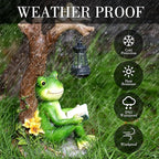 WENYLE Solar Garden Outdoor Statues Frog with Tree Solar Lantern, Lawn Decor Frog Figurine for Patio Balcony Yard, Yard Unique Christmas Birthdays Gift for Mom Grandma