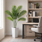 Garvee 4.3FT Artificial Palm Tree, Tall Faux Tropical Areca Plants with White Tall Planter, Fake Potted Tree with Lifelike Leaves for Indoor Living Room Bedroom Home Office Decor