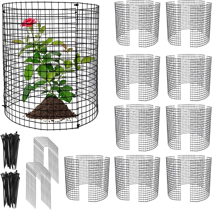 30 PCS Round Plant Protector from Animals, 12 Pack 12'' x 12'' Metal Plant Cages，30Pcs Metal Mesh to Keep Animals Out, Garden Protection Bunny Barricades, Wire Plant Protectors for Rabbit Chicken Duck