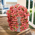 HyeFlora Bougainvillea Artificial Hanging Flowers Plants for Outdoors Decoration, 2pcs Faux Bougainvillea Vines Red Fake Flowers Realistic UV Resistant Silk Flowers for Outside Planter Yard Urn Patio