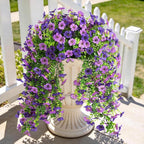 Artificial Hanging Flowers Plants for Outdoor Spring Summer Decoration, 2PCS Faux Silk Daisy UV Resistant Look Real for Outside Home Indoor Planter Porch Garden Yard Decor(Dark Orchid)