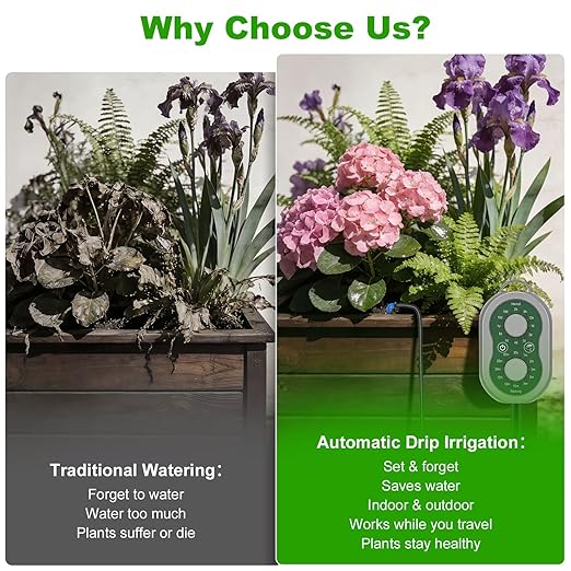 Automatic Plant Waterer Indoor Self Watering System for Pot Plant,Battery Powered Outdoor IPX5 Waterproof Auto Drip Irrigation Kit Beginner-Friendly Water 15 Plants