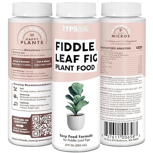 Fiddle Leaf Fig Plant Fertilizer – Liquid Plant Food for Bigger Leaves, Stronger Roots & Healthy New Growth, 32 oz