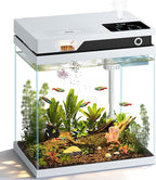 Vehipa Fish Tank, Smart Fish Aquarium Kit 4.2 Gallon with Auto Feeder, 4-in-1 Silent Pump, Adjustable Lighting, Temperature Display & Humidifier for Desktop, Office, Room