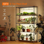 Bstrip Plant Shelf with Grow Light with Timer, Metal Plant Stand with Adjustable Rack and Wheels, 4 Pack 24W Full Spectrum Grow Light Strip for Indoor Plants, Seed Starting, 35.4"x13.8"x59"