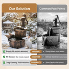 Magshion 27" Tall Outdoor Barrel Pump Water Fountain, 2-Tier Soothing Cascading Waterfall Feature with Electric Recirculating Pump, Garden Decor for Outside Patio, Yard, Porch or Landscape, Bronze