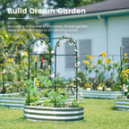 KING BIRD Raised Garden Bed with Arched Trellis Galvanized Planter Garden Box Outdoor for Gardening, Climbing Vegetables, Flowers 3.94x1.97x0.98 Ft, Silver