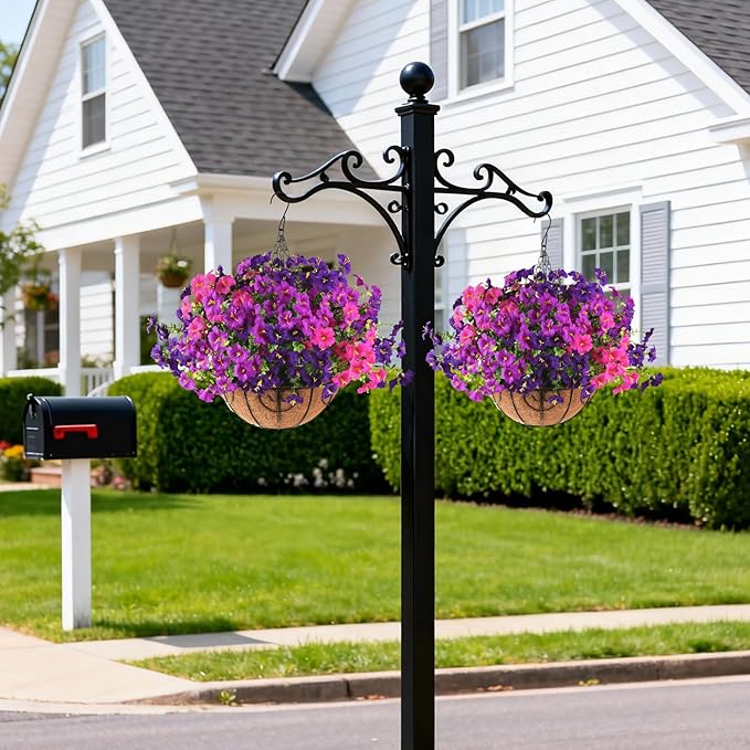 INQCMY Artificial Flowers for Outdoors Fake Plants Spring Summer Decoration, 12 Bundles Faux Petunias UV Resistant No Fade Realistic Silk Flower for Outside Planters Patio Porch Yard Window Box