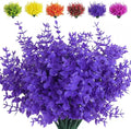 RECUTMS Artificial Plants Outdoor Artificial Ferns for Outdoors Purple Plants Outside Plastic Flowers for Outdoor Artificial Boxwood Greenery Fake Plants for Window Box(Pure Purple Eucalyptus)