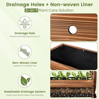 Wooden Wagon Planter Box, Extra Large 2-Tier Decorative Flower Cart with Wheels, Rustic Wood Planter with Drainage Holes & Non-Woven Liner, Raised Garden Bed for Flowers Herbs Vegetables