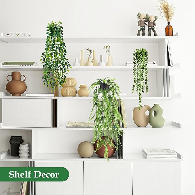 Der Rose 8Pcs Fake Plants Hanging Faux Eucalyptus Vines Artificial Hanging Plants Indoor for Room Wall Shelf Outdoor Decor