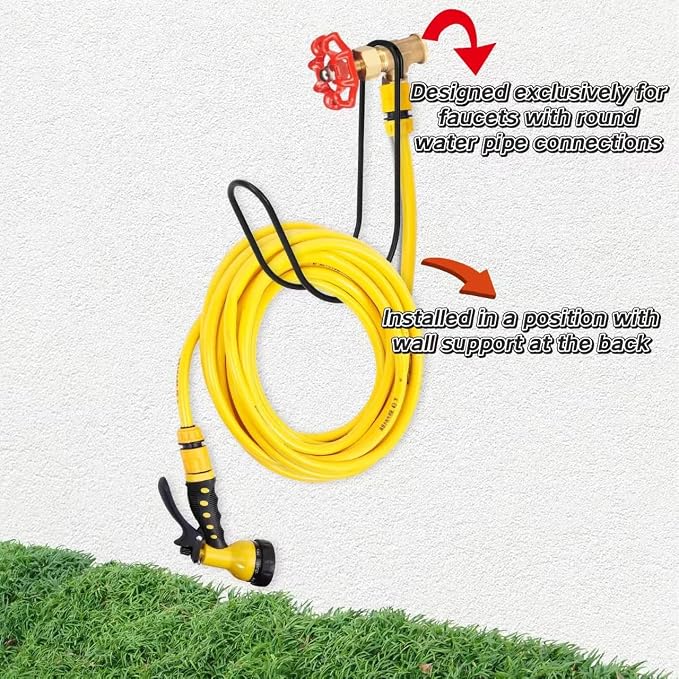 Garden Hose Holder Water Hose Hanger Wall Mounted,304Stainless Steel Solid Hose Hook Holds Up to 50Ft Garden Hose, Expandable Hose, Water Hose(Matt Black 2pcs)