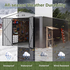 Polar Aurora 10x16 Outdoor Storage Shed, Garden Shed with Updated Frame Structure and Lockable Doors, Metal Tool Sheds for Backyard Garden Patio Lawn, White