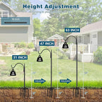 Gtongoko 63 Inch Shepherds Hooks for Outdoor with 5 Prongs Base, Adjustable Bird Feeder Pole Garden Hooks for Hanging Lanterns, Plants Baskets, Hummingbird Feeders, 2 Pack