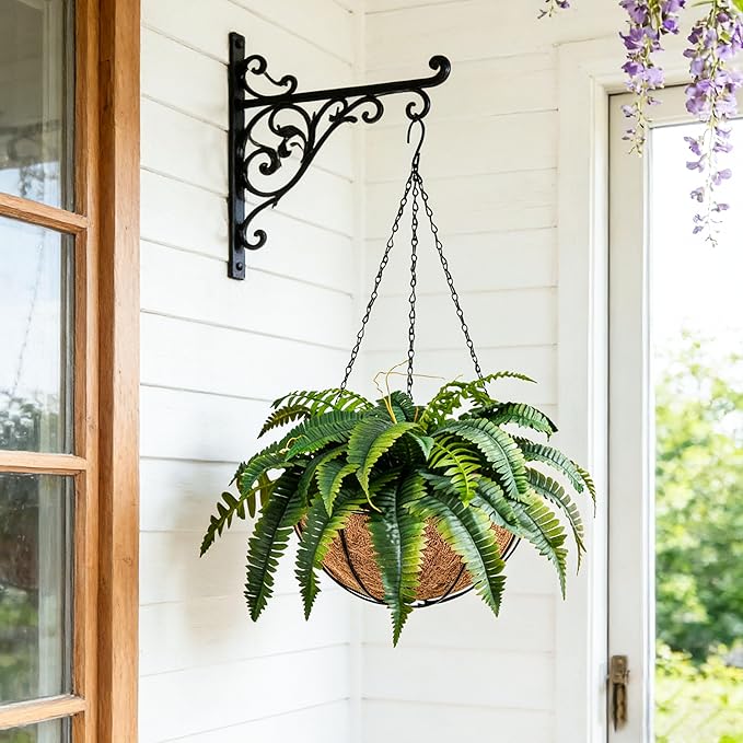 Der Rose 2 Pack 49" Fake Ferns Large Artificial Ferns for Outdoors UV Resistant Faux Boston Fern Plants with 96 Fronds for Garden Porch Home Office