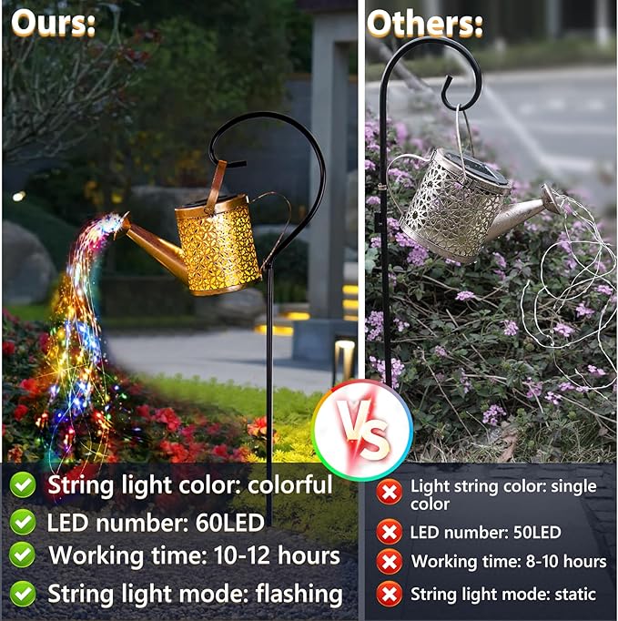 SRNPMIU Solar Watering_Can Light, Solar Yard Decorations Outdoor, Garden Decor Lights, IP65 Waterproof Hanging Lantern Lights, Flower Bed Decor, Gifts for Grandma, Women, Mom