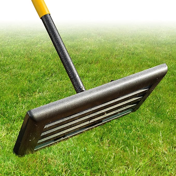 Professional Lawn Leveling Rake with 17x10in Heavy-Duty Stainless Steel Head & 72" Adjustable Handle - Grass Leveling Tool for Quick Soil Grading, Thatch Removal and Yard Maintenance