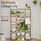Bamworld 62.2'' Tall Plant Stand Indoor Large Plant Shelf for Multiple Plants Wood Flower Stand Outdoor Hanging Plant Rack for Living Room Garden Balcony Home Decor