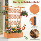 Giantex Raised Garden Bed with Trellis 2 Pack, 72'' Wooden Planter Box Outdoor w/Privacy Screen Roof, Large Vertical Garden Planter w/Drainage Holes for Climbing Plants, Patio Balcony Backyard