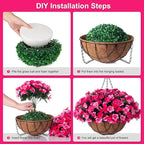 INXUGAO Artificial Hanging Flowers with Basket for Outdoor, Fake Hydrangea UV Resistant Arrangements in Pot Indoor Porch Garden Yard Spring Summer Decor(Double Rose)