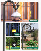 Breeze Touch 1Pack 62 Inch Adjustable Shepherd Hooks for Outdoor Outside, Heavy Duty with 7 Prongs Base, for Hanging Lantern, Hummingbird Feeder, Lightweight Plant, Wind Chime, Bird Feeder Hanger
