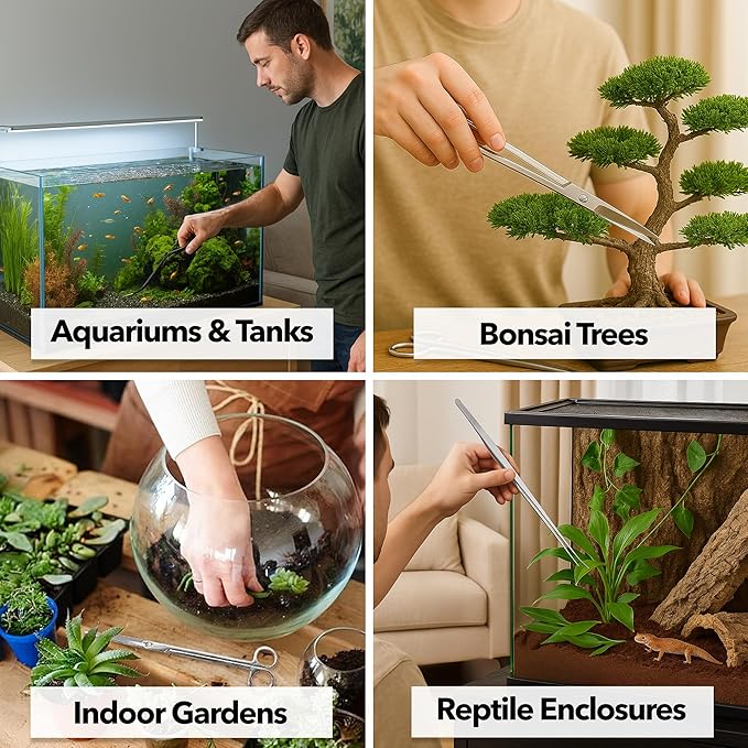 Mandala Crafts 10 Inches Silver Stainless Steel Curved Aquarium Scissors for Trimming Aquatic Plants – Bent Aquascape Scissors for Fish Tanks, Hospital Tanks, Goldfish Bowls, and Terrariums