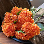 DUYONE 3PCS 22 inch Realistic Artificial Hydrangea Large Flowers Artificial Flowers Dry Flowers Outdoor Wedding Christmas Office Family Party Living Room Table Decoration (Orange)
