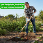 Garden Rake with Long Handle, 55" Gardening Tools Heavy Duty Rake, 7 Tines Sharp Edge Garden Weeding Tools, All Steel Hardened Hoe Garden Hand Rake Tools for Backyard Lawn Loosening Planting Weeding