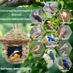 Gute Hummingbird House, Grass Hand Woven Birdhouses for Outdoors Hanging, Natural Bird Hut for Outside, Bird Houses for Audubon Finch Canary Chickadee - Set of 2