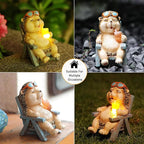 FOXMIS Hedgehog Statue Outdoor Solar Garden Decor for Outside Lawn Yard Patio, Home Office Valentine's Day Decorations Indoor Lights, Ideal Ornaments Birthday Gifts for Mom Women Grandma