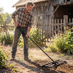 Goplus Lawn Leveling Rake, 30" x 10" Heavy Duty Level Lawn Tool w/ Ergonomic Handle for Soil, Effort-Saving Landscape Rake for Garden, Backyard, Golf Course, Farm, Pasture (Black)
