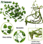 Reptile Plants, Terrarium Hanging Plant Vines Artificial Leaves Reptile Hide, Leopard Gecko Tank Accessories, Terrarium Decorations for Bearded Dragon Lizard Snake Geckos Chameleon