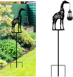 Solar Giraffe Metal Animal Stakes - Outdoor Decorative Garden Silhouette Lanterns