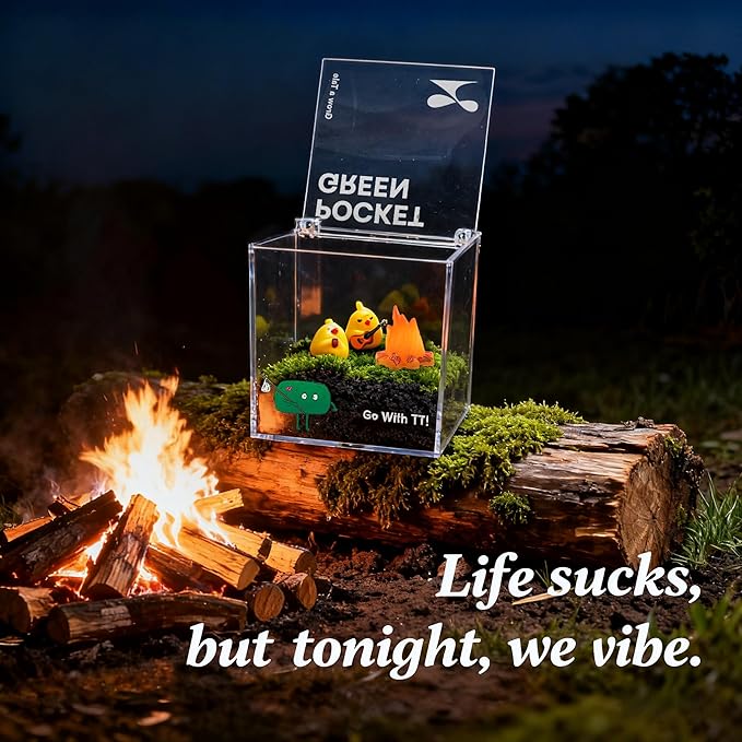 DIY Moss Terrarium Kit, 4 * 4 * 4 inch Acrylic Cube Mini Garden with Live Star Moss, Soil, Enjoy Now-Craft Kit for Adults and Teens, Relaxing Desk Decor & Unique Gift for Home or Office