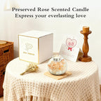 Preserved Real Rose in Glass with Scented Candles for Mom Her Wife Girlfriend Grandma Birthday Anniversary Romantic