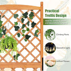 HAPPYGRILL Raised Garden Bed with Trellis, Large Planting Box w/Drainage Holes, 60” Wooden Garden Planter w/Diamond Lattice Trellis for Climbing Plants, Outdoor Planter Box for Patio (1, Orange)